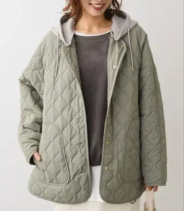 2way 니트 퀼팅 자켓 아우터 그린 파크스