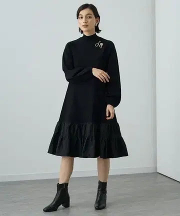 아나이 니트 타프타 티어드 원피스 36