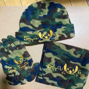 디즈니 스티치 플리스 머플러 모자 장갑 3종 세트