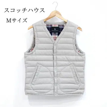 스카치 하우스 다운 베스트 M 사이즈 체크 그레이지