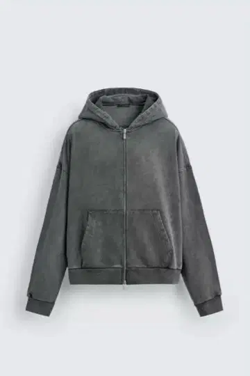 ZARA 워시 가공 그레이 집업 후디