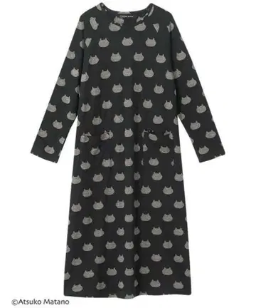 면 100% 자카드 LL 마타노 아츠코 파자마 룸웨어 원피스