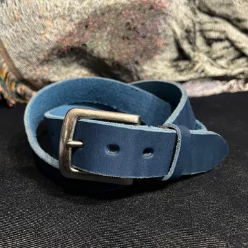 네고 불가 도치기 가죽 워싱 가공 벨트 네이비 35mm 천연 가죽 소가죽