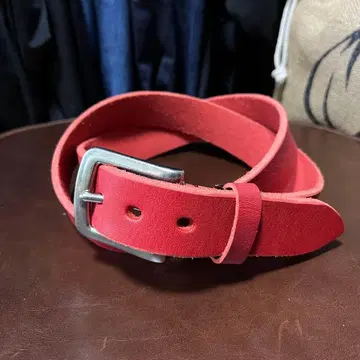 네고 불가 도치기 가죽 워싱 가공 벨트 레드 35mm 천연 가죽 소가죽