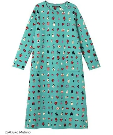 솜이 들어간 퀼트 니트 소재 L 마타노 아츠코 파자마 룸웨어 원피스