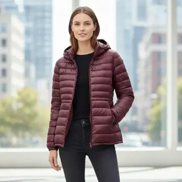 새상품급 UNIQLO 울트라 라이트 다운 자켓 여성용 XL 후드 부착