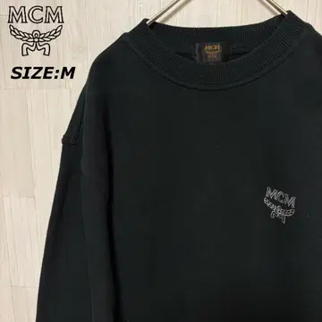 MCM 자수 로고 맨투맨 트레이닝복 M 사이즈 블랙 크루넥