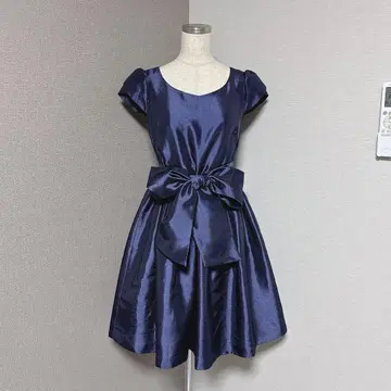 윌 셀렉션 리본 플레어 원피스 드레스 네이비