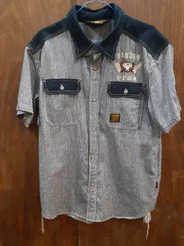 VANSON 스트라이프 반팔 셔츠