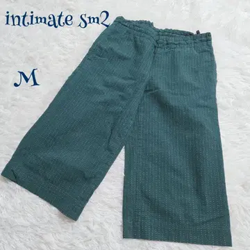 [ 빈티지 ] 도비 직조 자수 조 스트레이트 와이드 팬츠 M 도트 그린