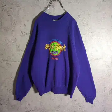 [스테디셀러 인기] USA제 하드 록 카페 PARIS 자수 맨투맨 퍼플