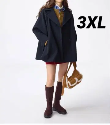 새상품 지유 코지 멜톤 케이프 코트 3XL