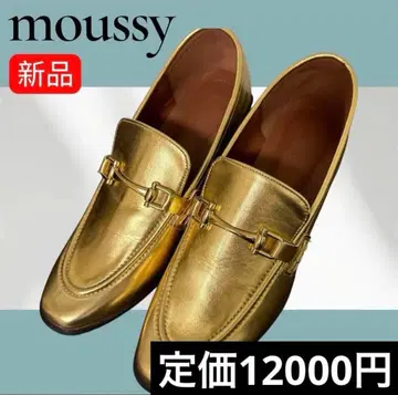 MOUSSY 로퍼 골드 메탈릭 마우지 통굽 가죽 신발 여성 신발