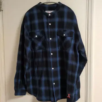 BUCK HIDE 플란넬 셔츠 네이비/블랙 체크