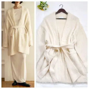 [새상품급] GALLARDAGALANTE 수리알파카 가운 벨트 화이트 F