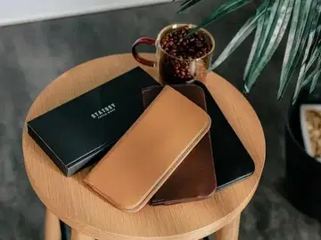 미사용 STATUSY 비건 가죽 장지갑 블랙