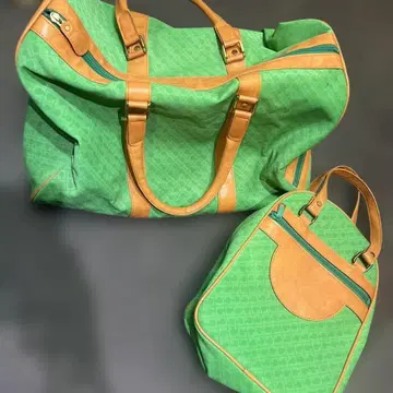 레어! 게라르디니 로고 보스턴 백 나일론 그린 신발 가방