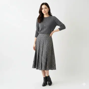 Paul Stuart 폴 스튜어트 고급 실크 기하학 패턴 스커트 일본제