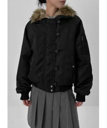 [MADE] 블랙 후드 부착 플라이트 자켓 프리 사이즈