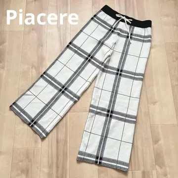 Piacere 피아체레 체크 니트 팬츠 따뜻한 팬츠