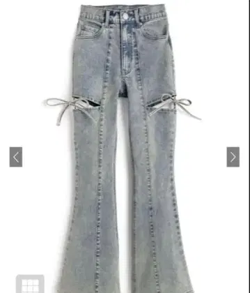 사이드 컷 아웃 리본 플레어 데님 팬츠 GRL [cu578]