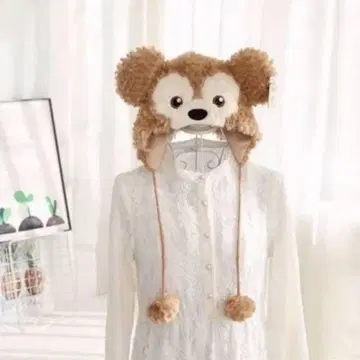 더피 봉제 인형 팬캡 복슬복슬 모자 폼폼 포함