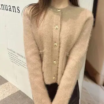 택 포함 anuans 아뉴앙스 캐시미어 블렌드 노카라 니트 자켓