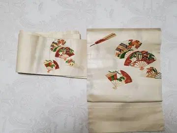 [ 옛 오비 ] 길상 문양 부채에 어소차 구촌 나고야 오비