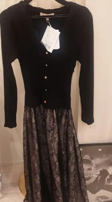 Apuweiser-riche 레이스 트리밍 도킹 원피스