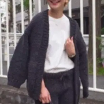 투데이풀 핸드 니트 가디건 차콜 그레이 36