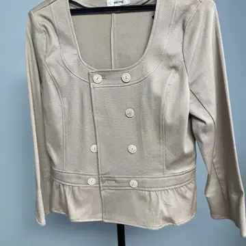 아이보리 노카라 자켓 더블 버튼