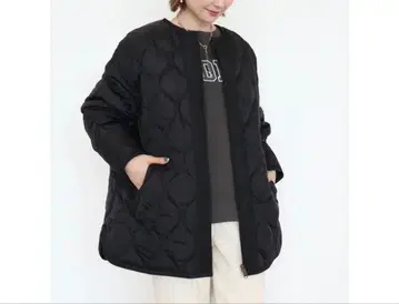 아메리칸 홀릭 블랙 따뜻한 퀼팅 코트