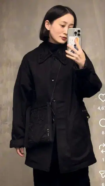 마메 쿠로구치 코드 자수 데님 자켓 블랙