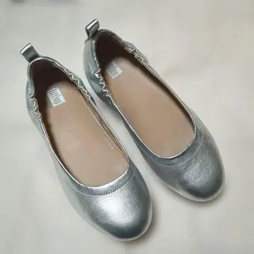 핏플랍 37 가죽 실버 플랫 발레 슈즈