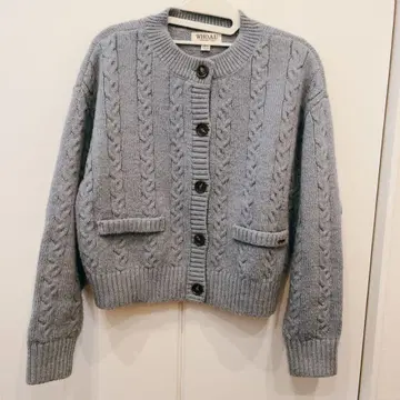 WHO.A.U 그레이 케이블 니트 가디건 S