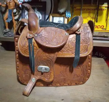 소 가죽 웨스턴 안장형 백 숄더백 멕시코제 크라프트 가공