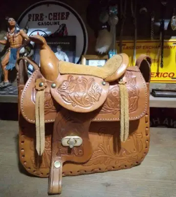 소 가죽 웨스턴 안장형 백 숄더백 멕시코제 크라프트