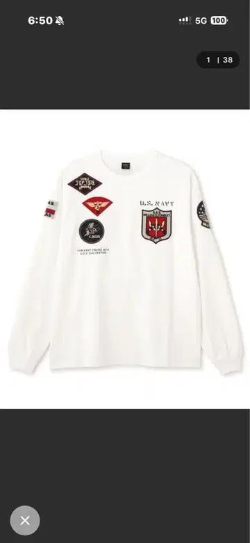 AVIREX U.S. NAVY 긴팔 티셔츠 화이트