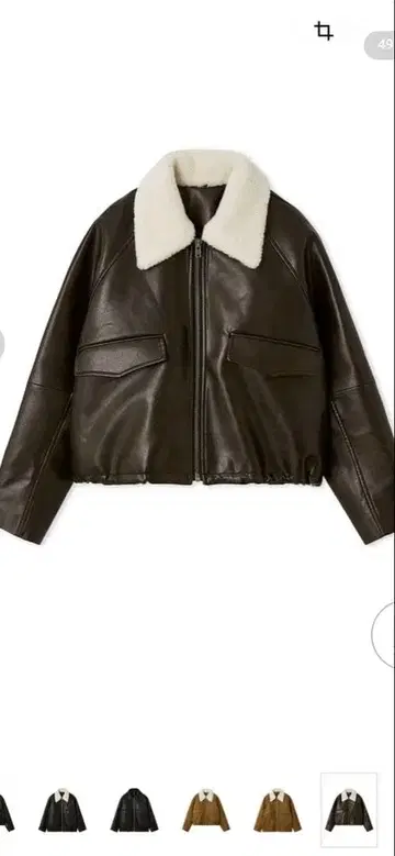 새상품 Mila Owen 스탠칼라 인조 가죽 블루종 다크 브라운0