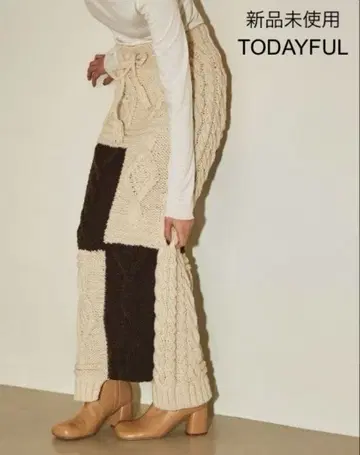 미사용 TODAYFUL 패치워크 니트 스커트