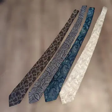 클래식 페이즐리 무늬 넥타이 4개 세트