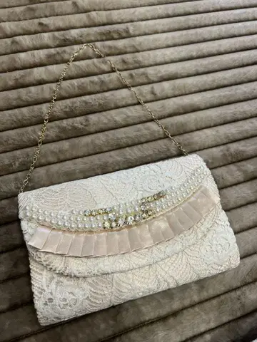 결혼식 파티 클러치백 아이보리 레이스