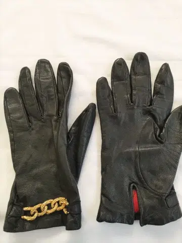 빈티지 [ DENTS ] 천연 가죽 골드 체인 포함 여성용 L 장갑