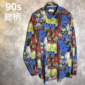 90s CRAYSUN 올 패턴 셔츠 아트 패턴 빈티지 레트로 긴팔