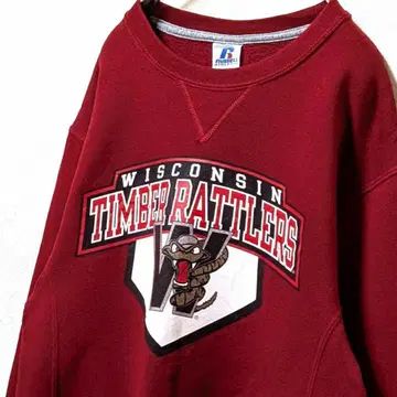 러셀 애슬레틱 위스콘신 팀버 래틀러스 맨투맨 레드 구제 의류
