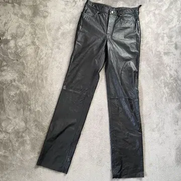 새상품급 Harley-Davidson 가죽 팬츠 천연 가죽 블랙 W30