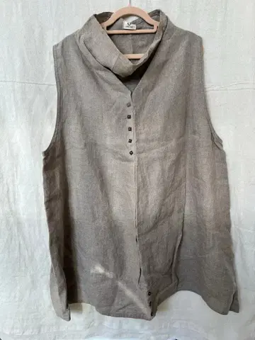 새상품급 [ 린넨 상의 ] 스탠드넥 베스트/튜닉/내추럴 코디