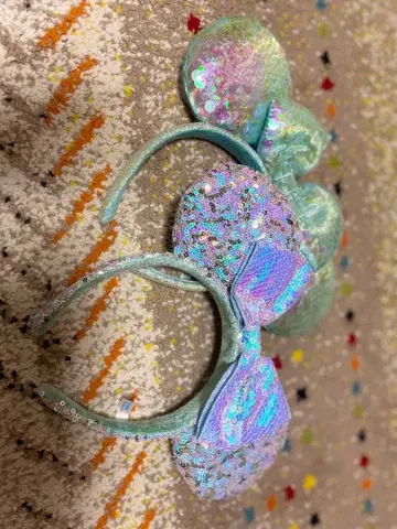 미니 귀 머리띠 (라메 스팽글) 2개 세트