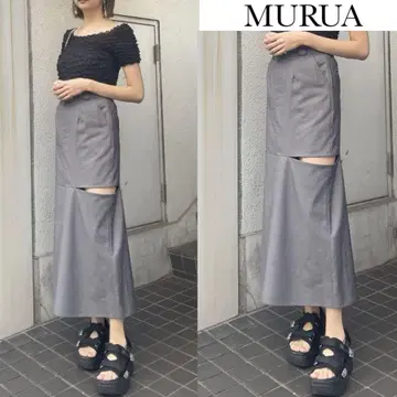 무루아 컷 아웃 머메이드 스커트 그레이