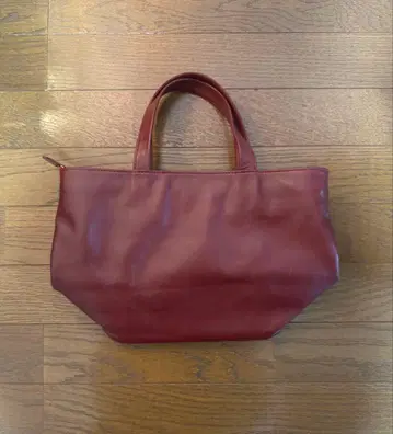 비즈니스 레더팩토리 소가죽 미니 토트백 버건디 레드